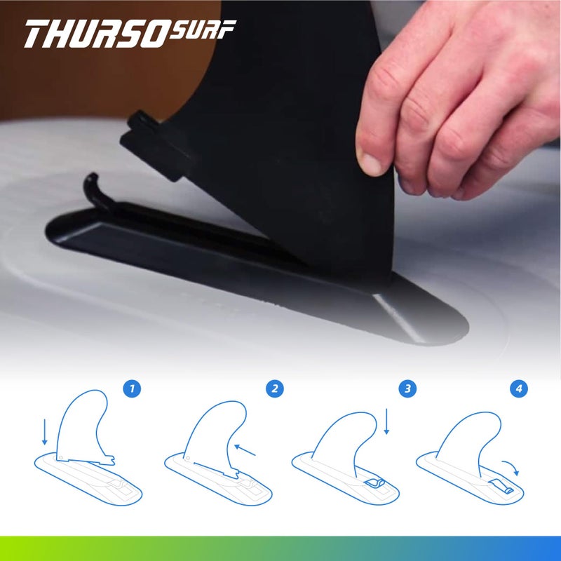 THURSO SURF بديل زعنفة لوح التجديف THURSO SURF للوح التجديف القابل للنفخ ملحق لوح التجديف بتصميم عالمي بدون أدوات تركيب زعنفة متينة للاستقرار والتتبع زعنفة مركزية بقفل سريع - Image 4